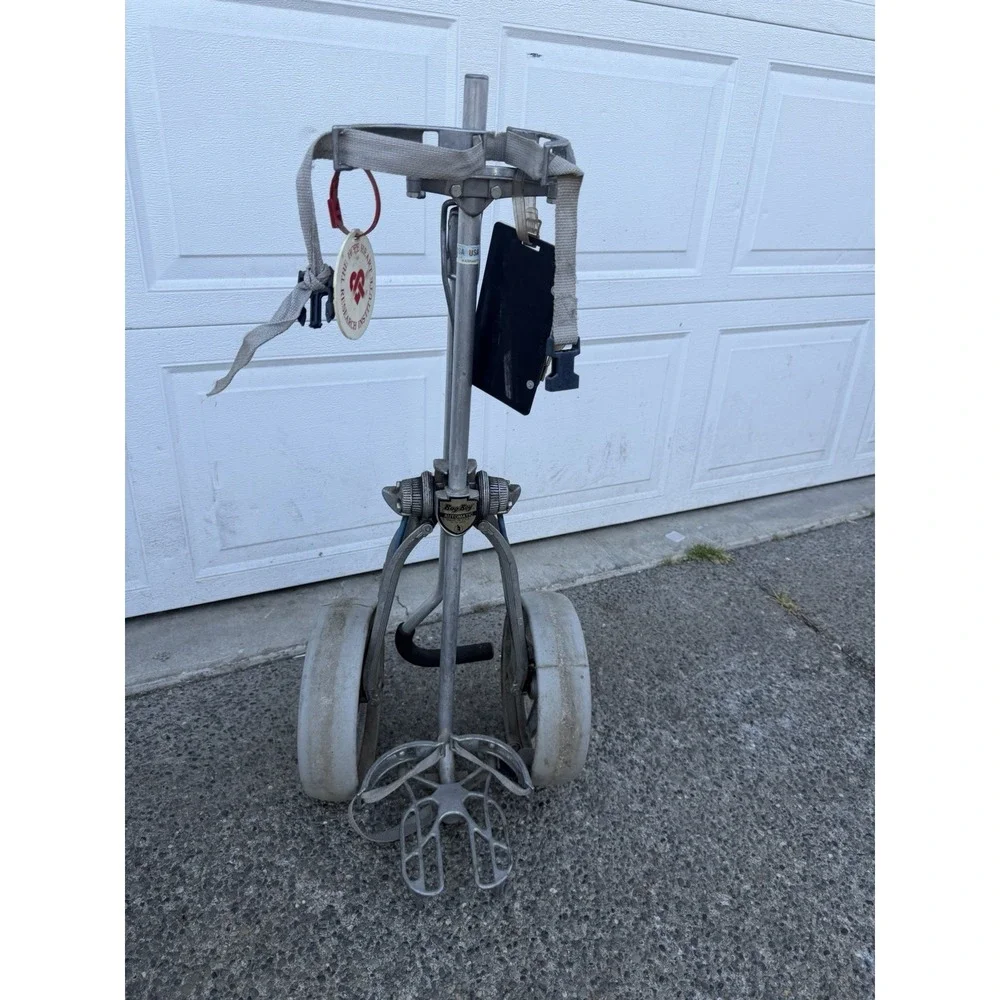 Vintage Browning Bag Boy Collapsible Golf Pull Cart Aluminum Antique Golf Caddy